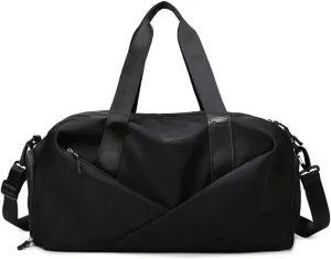 Gym Bag for Women,Sports Travel Duffel Bag, Weekender Overnight Bag with Wet Pocket and Shoes Compartment for Women, Travel,Workout,Gym, Yoga 638DA (Black)