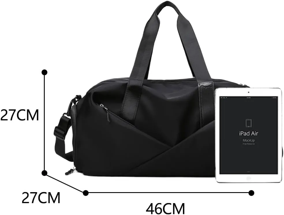 Gym Bag for Women,Sports Travel Duffel Bag, Weekender Overnight Bag with Wet Pocket and Shoes Compartment for Women, Travel,Workout,Gym, Yoga 638DA (Black)