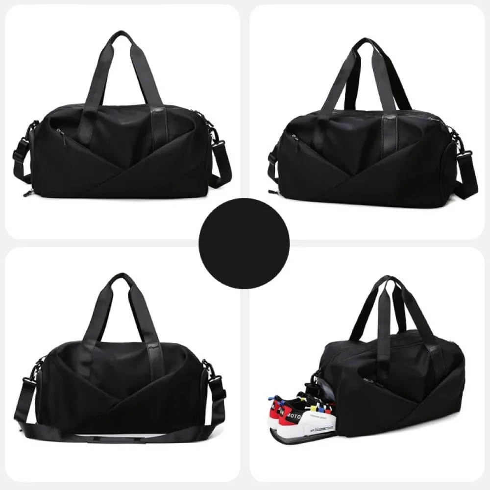Gym Bag for Women,Sports Travel Duffel Bag, Weekender Overnight Bag with Wet Pocket and Shoes Compartment for Women, Travel,Workout,Gym, Yoga 638DA (Black)