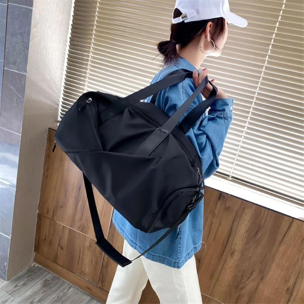 Gym Bag for Women,Sports Travel Duffel Bag, Weekender Overnight Bag with Wet Pocket and Shoes Compartment for Women, Travel,Workout,Gym, Yoga 638DA (Black)