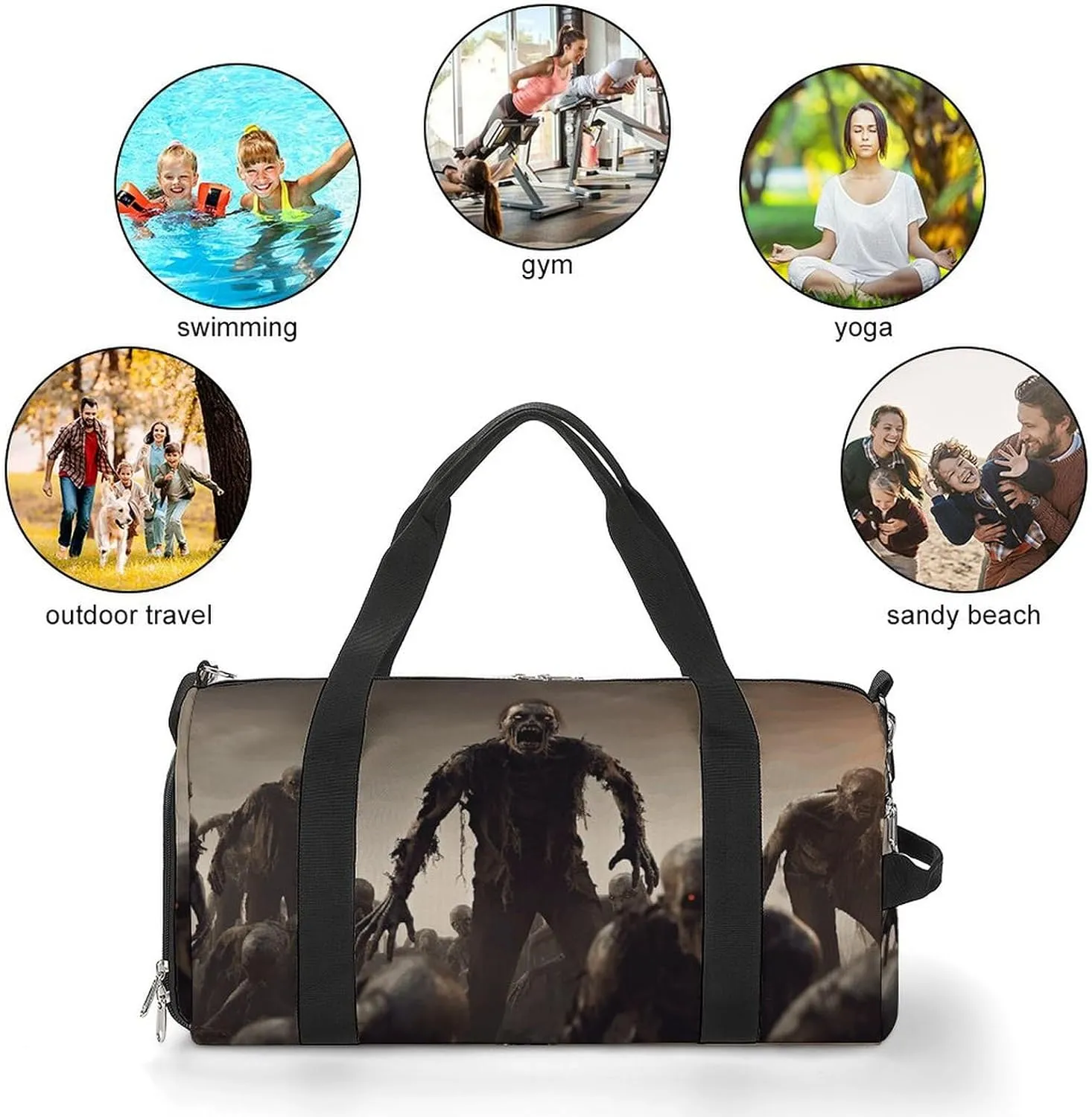Gym Bag Many Zombie Duffel Bag for Men Women Overnight Bag with Shoe Compartment Workout Bags