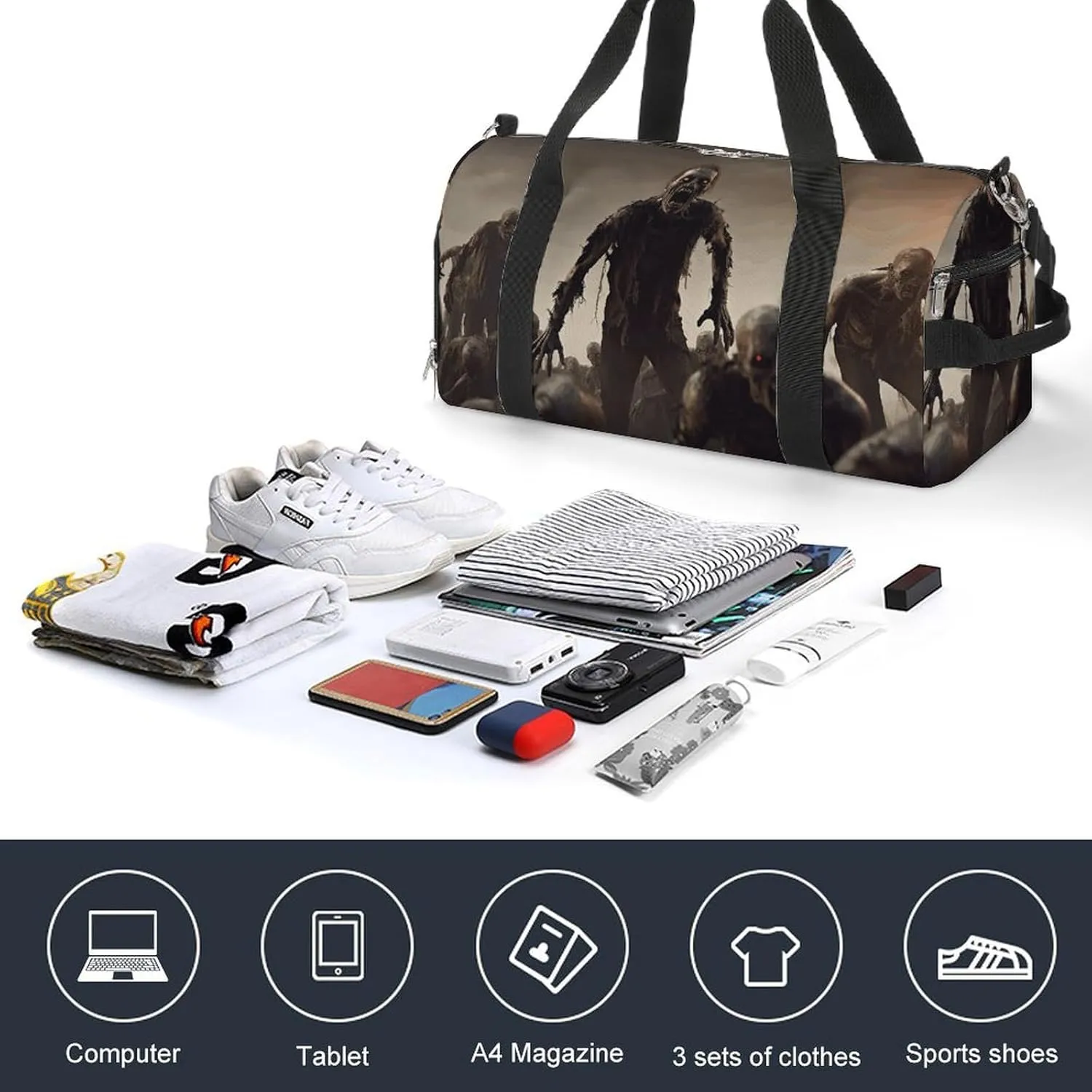 Gym Bag Many Zombie Duffel Bag for Men Women Overnight Bag with Shoe Compartment Workout Bags