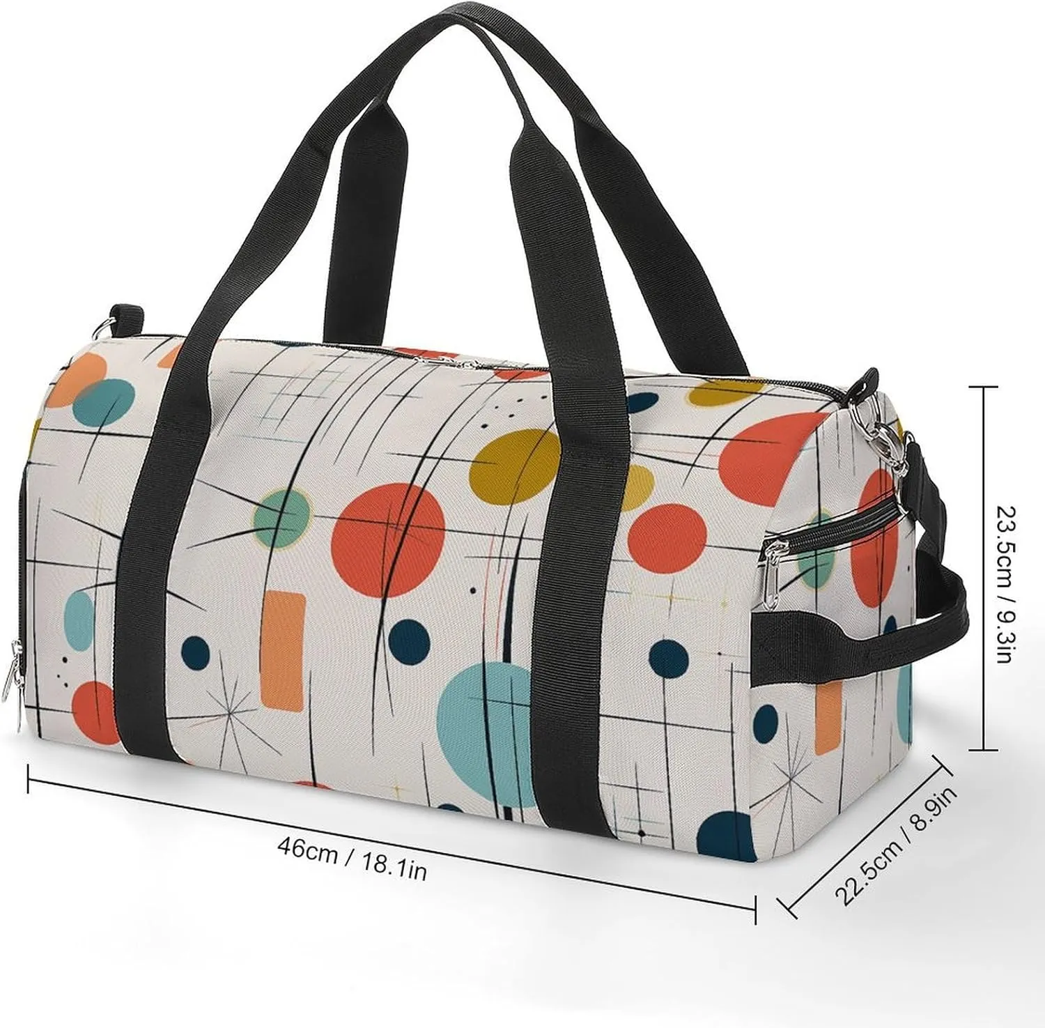 Gym Bag Modern Mid Century Duffel Bag for Men Women Travel Overnight Bag with Shoe Compartment Workout Bags