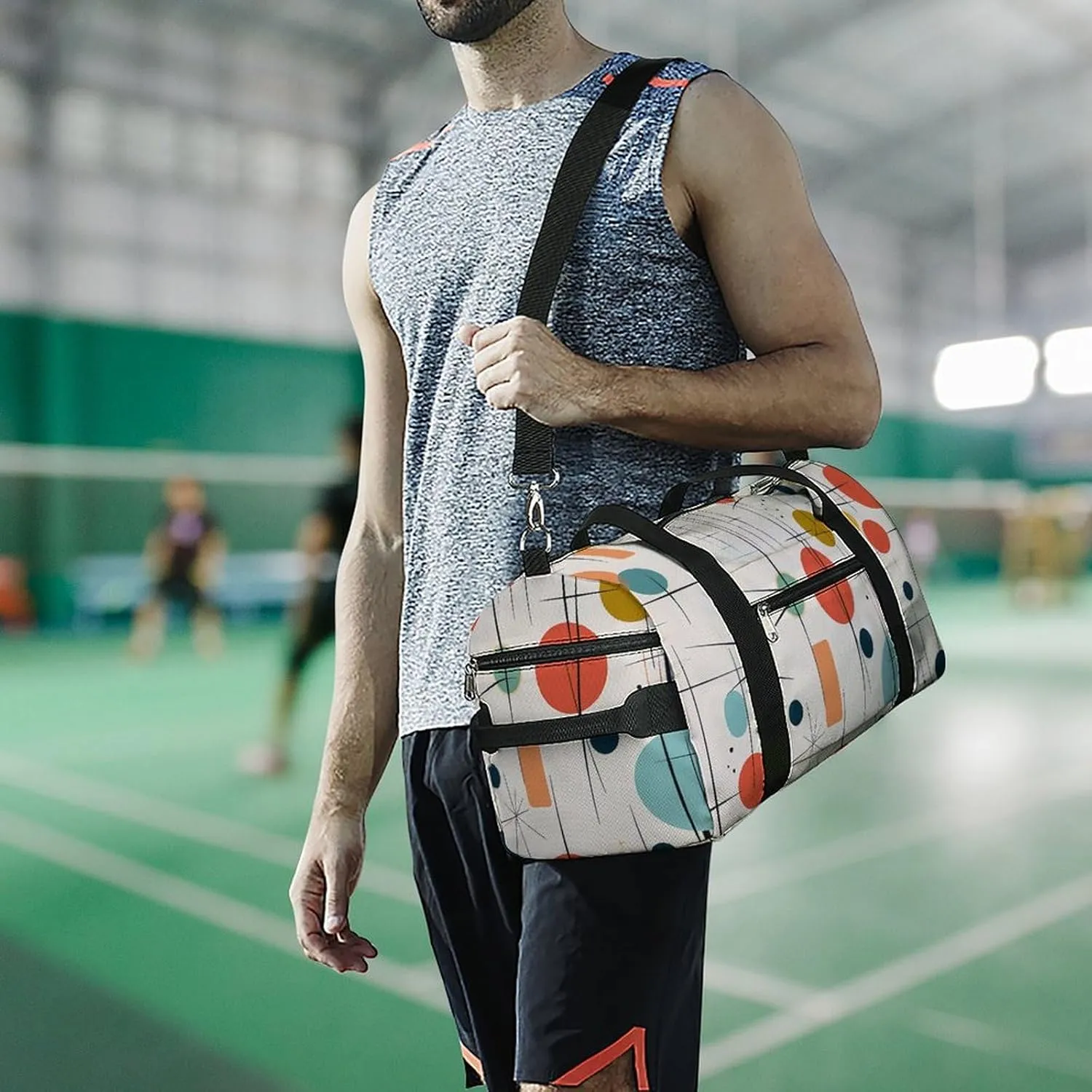Gym Bag Modern Mid Century Duffel Bag for Men Women Travel Overnight Bag with Shoe Compartment Workout Bags