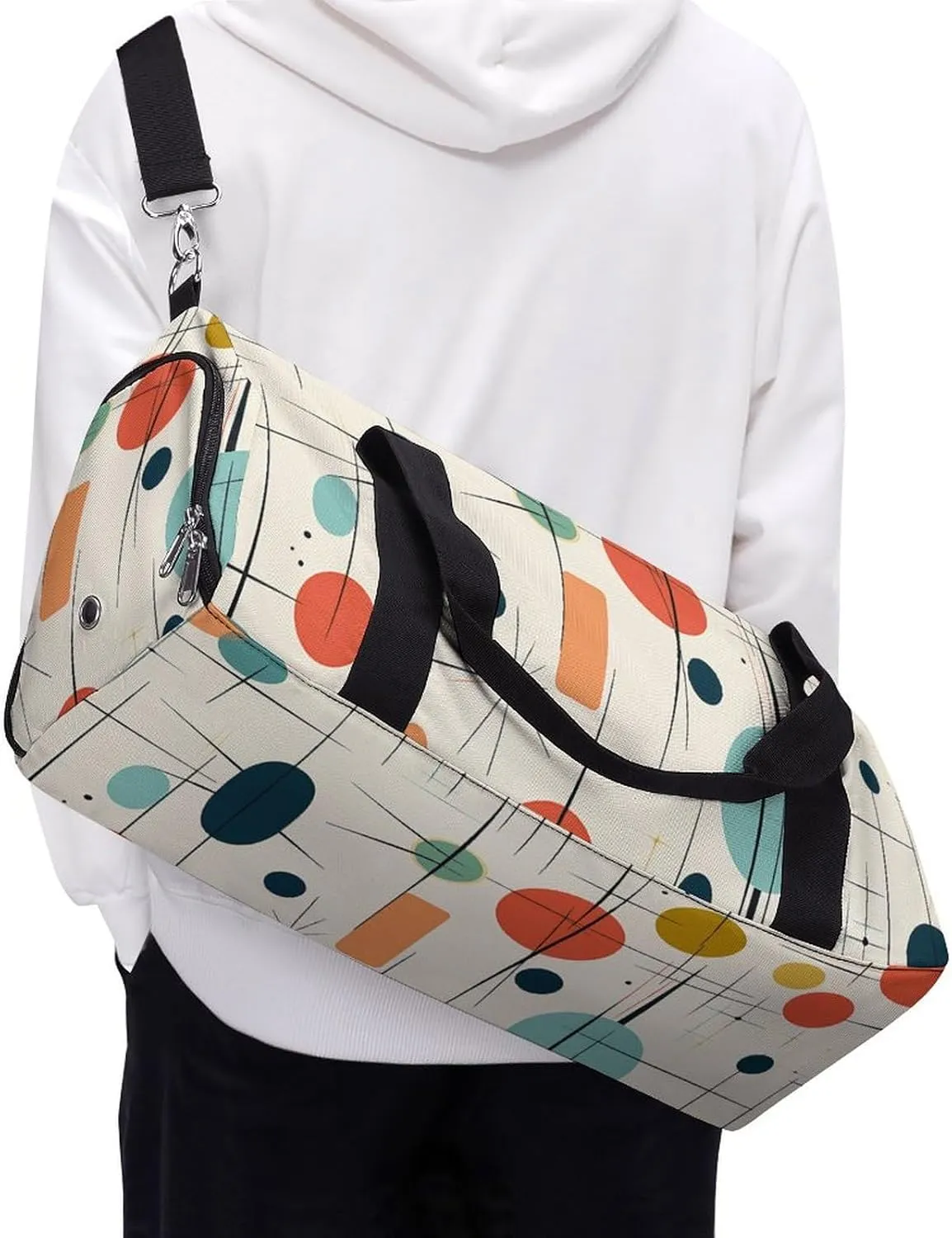 Gym Bag Modern Mid Century Duffel Bag for Men Women Travel Overnight Bag with Shoe Compartment Workout Bags