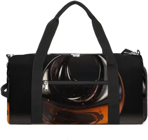 Gym Bag Orange Abstract Ornament Duffel Bag for Men Women Travel Overnight Bag with Shoe Compartment Workout Bags