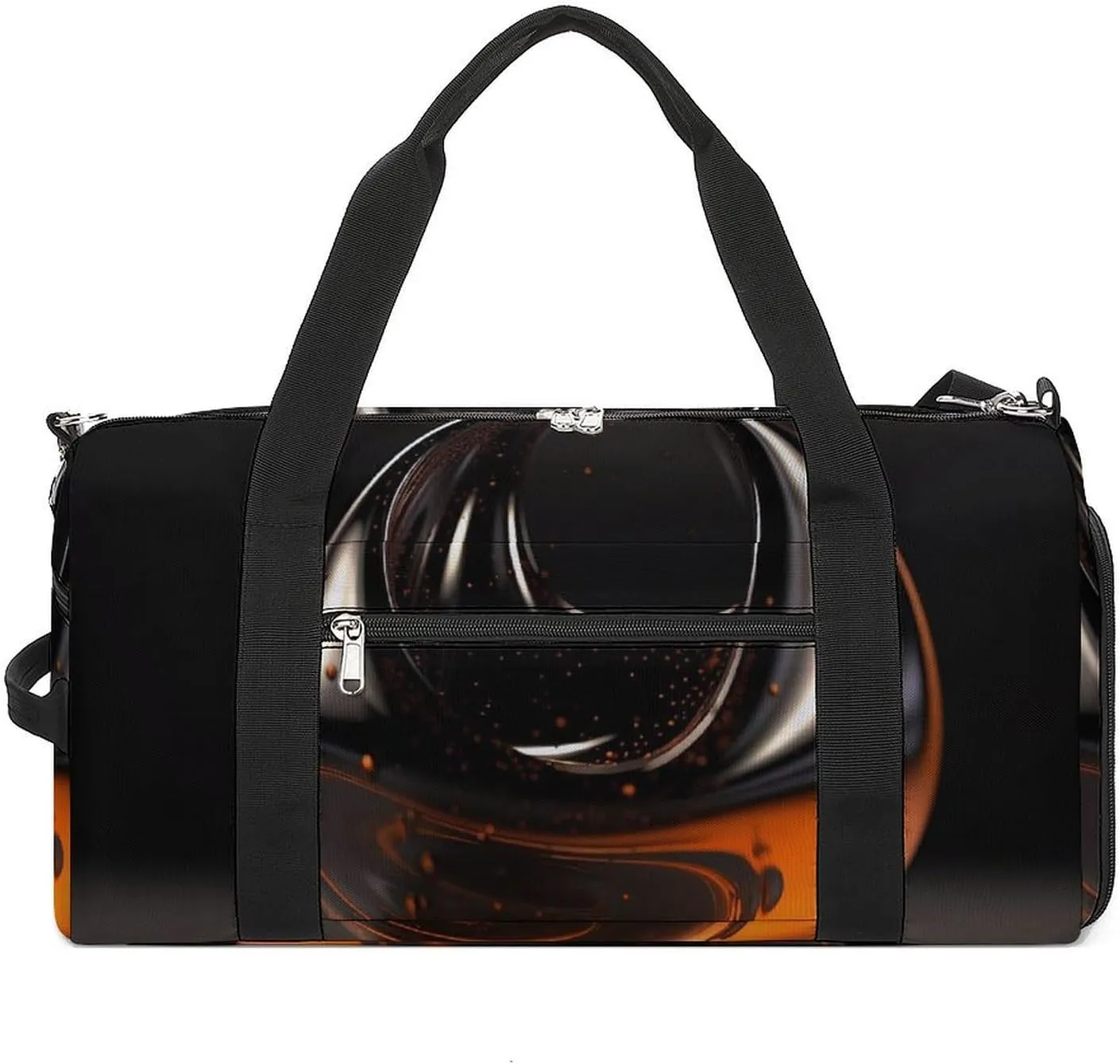 Gym Bag Orange Abstract Ornament Duffel Bag for Men Women Travel Overnight Bag with Shoe Compartment Workout Bags
