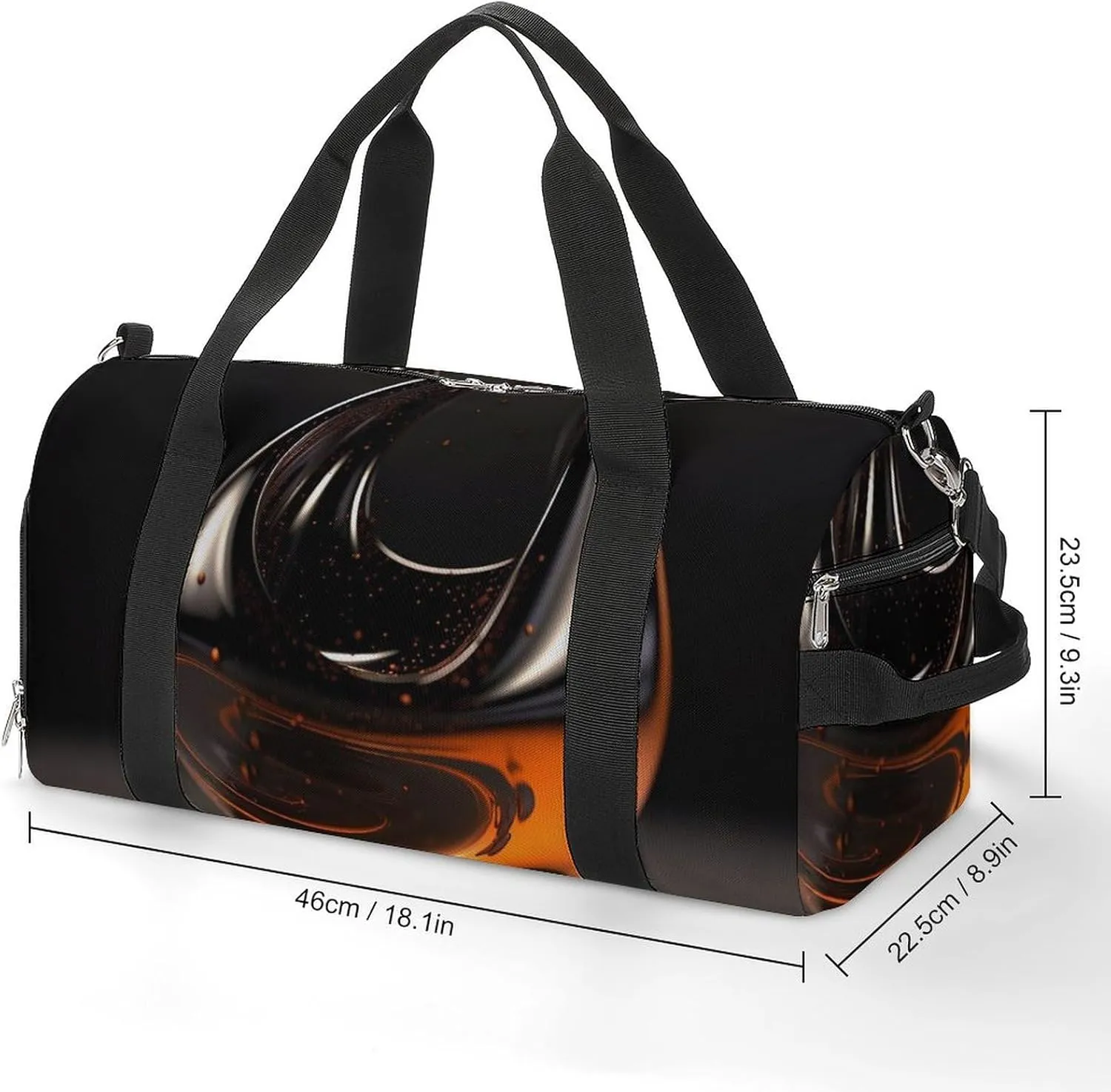 Gym Bag Orange Abstract Ornament Duffel Bag for Men Women Travel Overnight Bag with Shoe Compartment Workout Bags