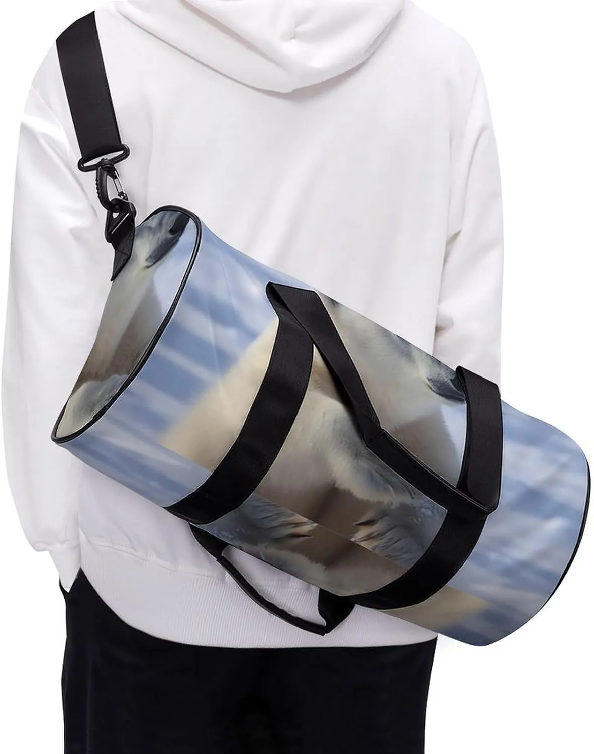 Gym Bag Polar Bear Duffel Bag for Men Women Overnight Bag with Shoe Compartment Workout Bags
