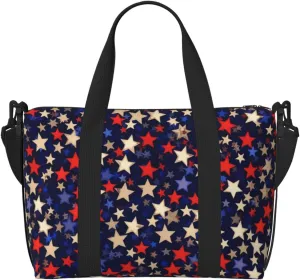 Gym Bag Stars American Duffel Bag for Men Women Travel Overnight Bag with Shoe Compartment Workout Bags