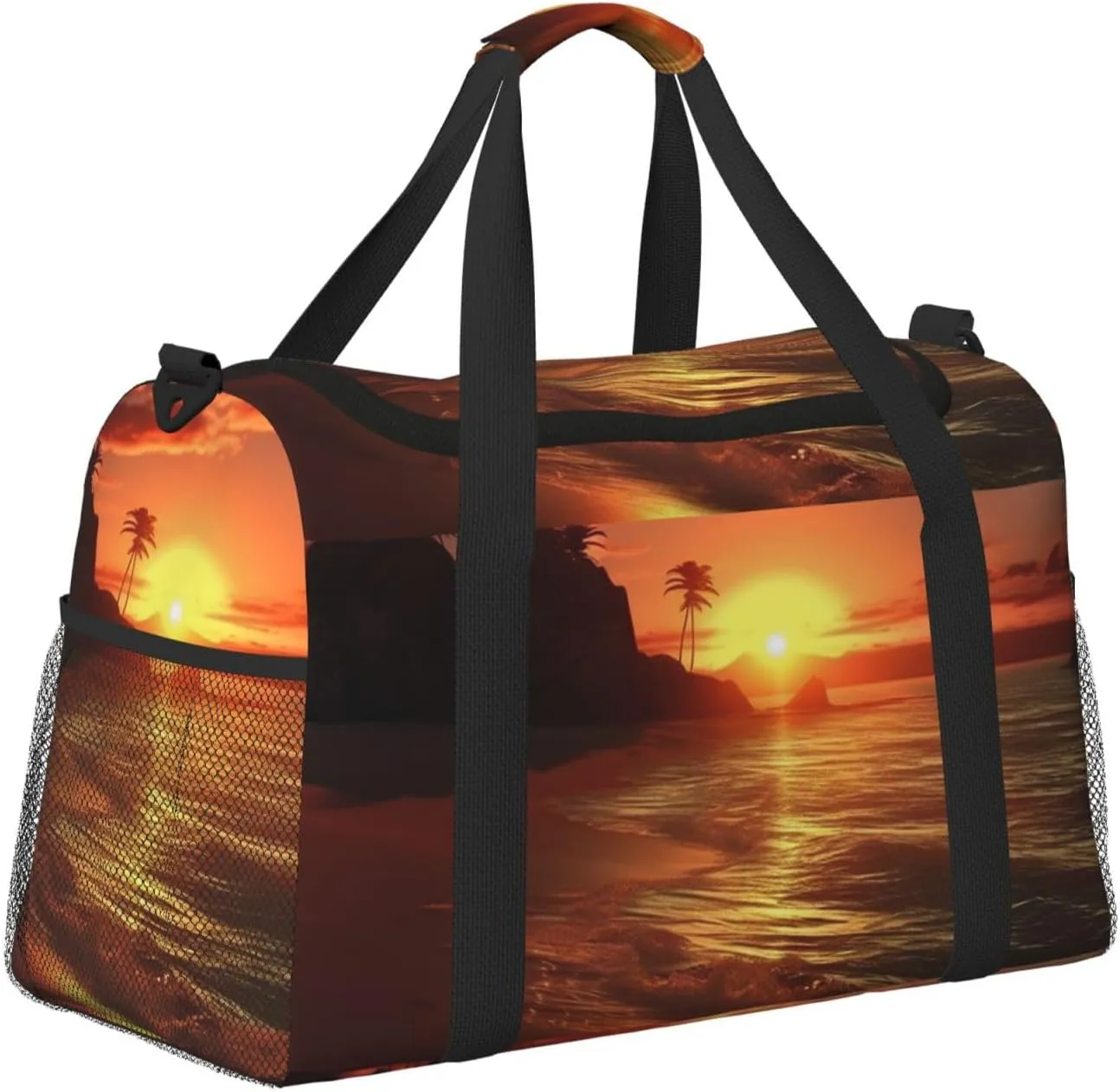 Gym Bag Sunset on The Beach Duffel Bag for Men Women Travel Overnight Bag with Shoe Compartment Workout Bags