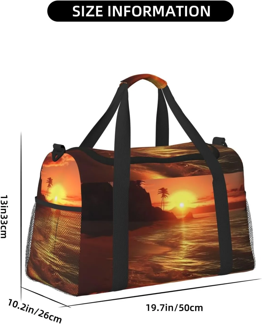 Gym Bag Sunset on The Beach Duffel Bag for Men Women Travel Overnight Bag with Shoe Compartment Workout Bags