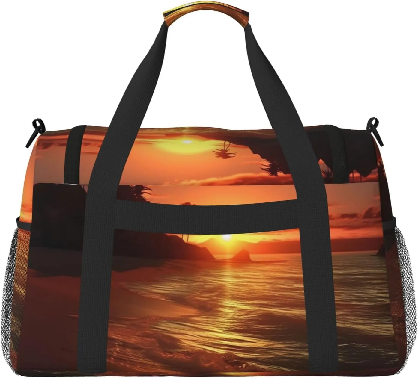 Gym Bag Sunset on The Beach Duffel Bag for Men Women Travel Overnight Bag with Shoe Compartment Workout Bags