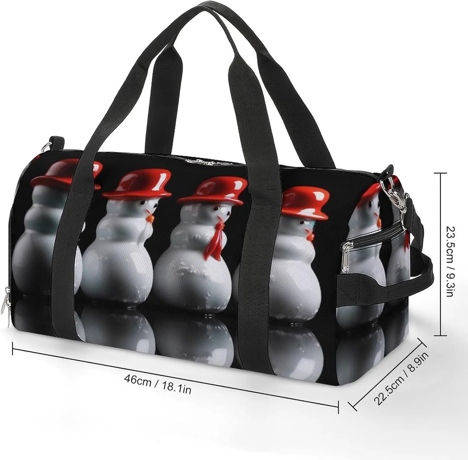 Gym Bag White Snowman Sculpture Duffel Bag for Men Women Travel Overnight Bag with Shoe Compartment Workout Bags