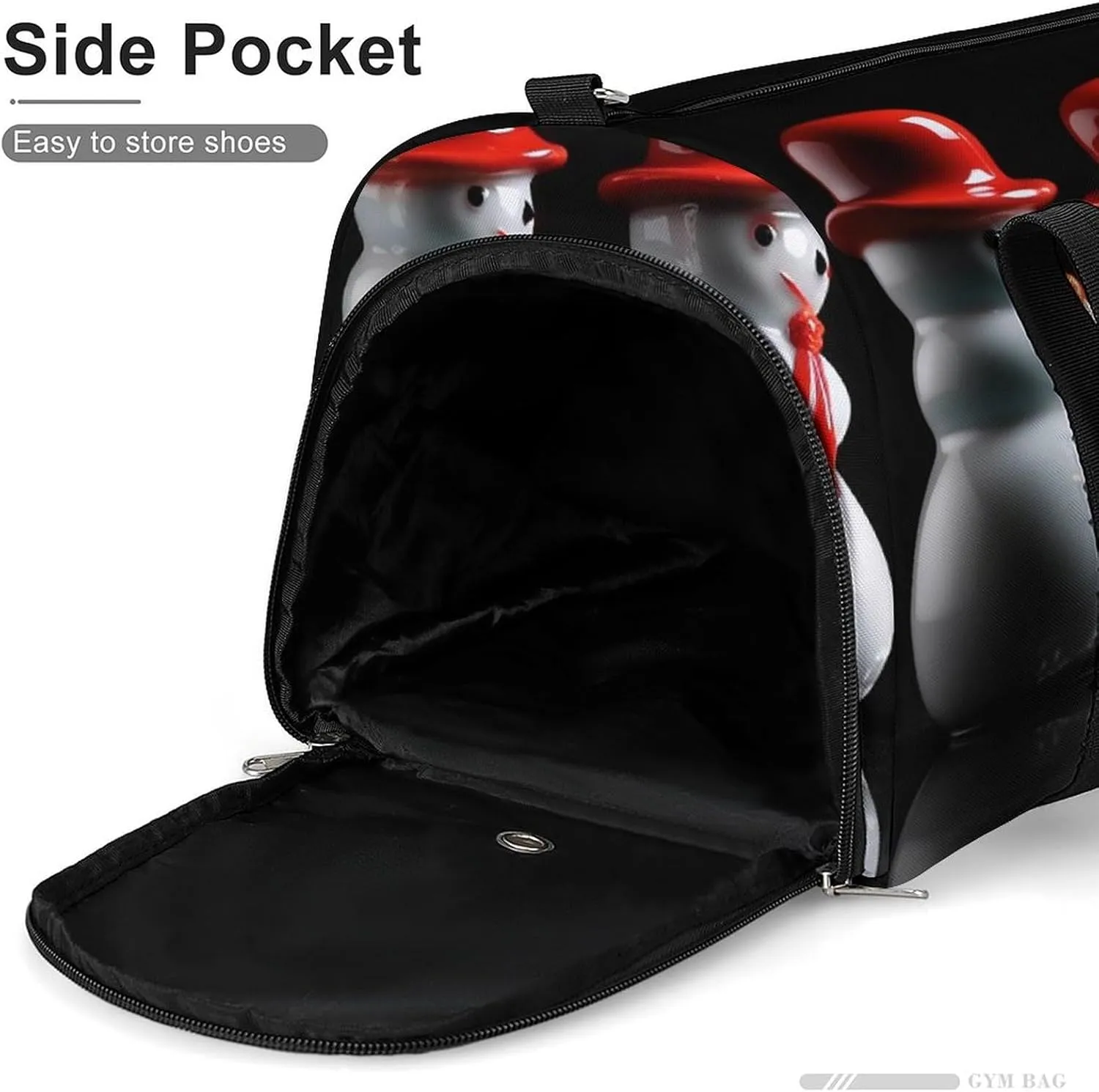 Gym Bag White Snowman Sculpture Duffel Bag for Men Women Travel Overnight Bag with Shoe Compartment Workout Bags
