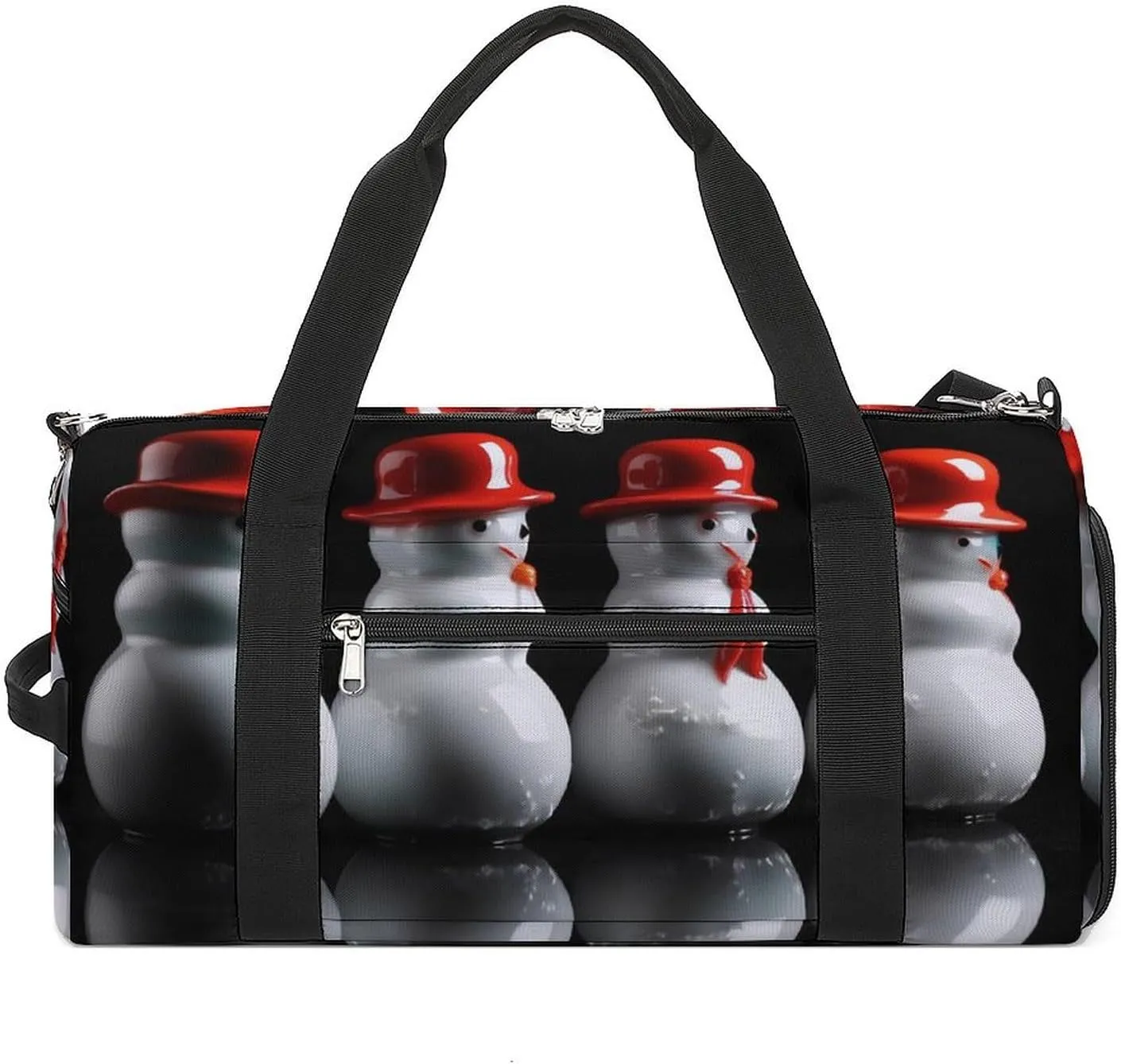 Gym Bag White Snowman Sculpture Duffel Bag for Men Women Travel Overnight Bag with Shoe Compartment Workout Bags