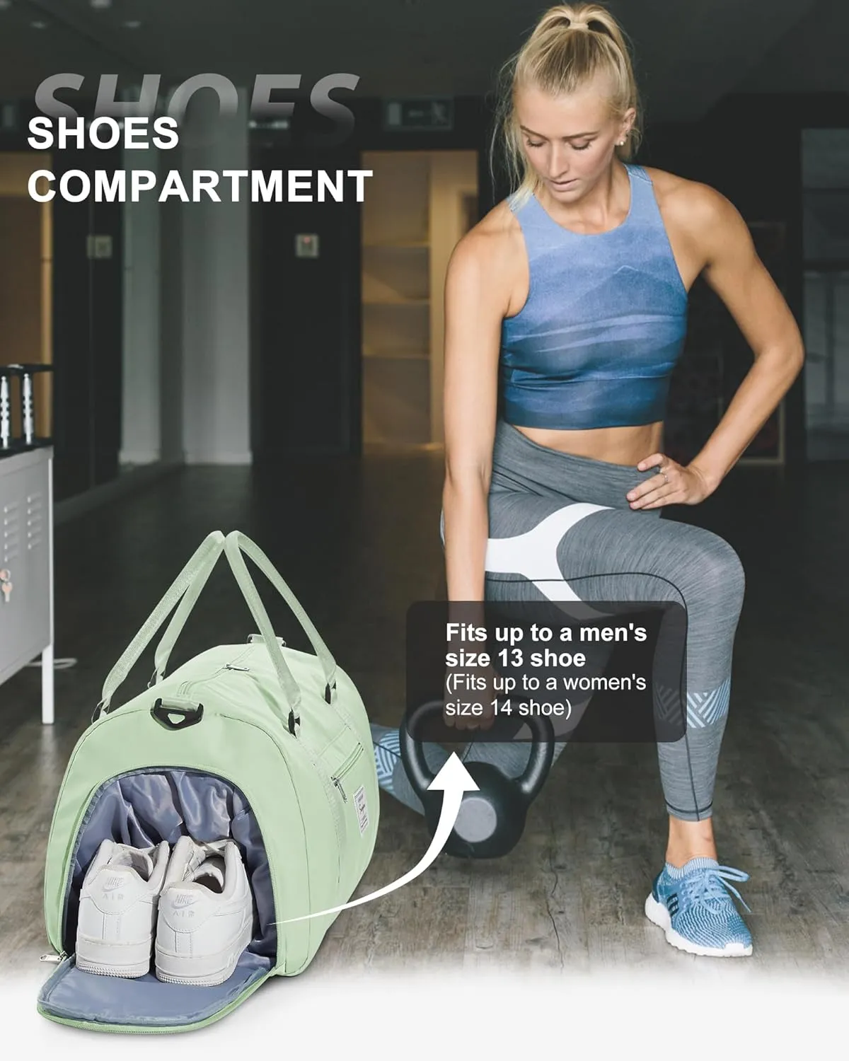 Gym Bag Womens Mens with Shoes Compartment and Wet Pocket Travel Duffel Bags for Women for Plane Sport Gym Tote Bags Swimming Yoga Small Waterproof Weekend Overnight Carry on Bag Hospital Holdalls