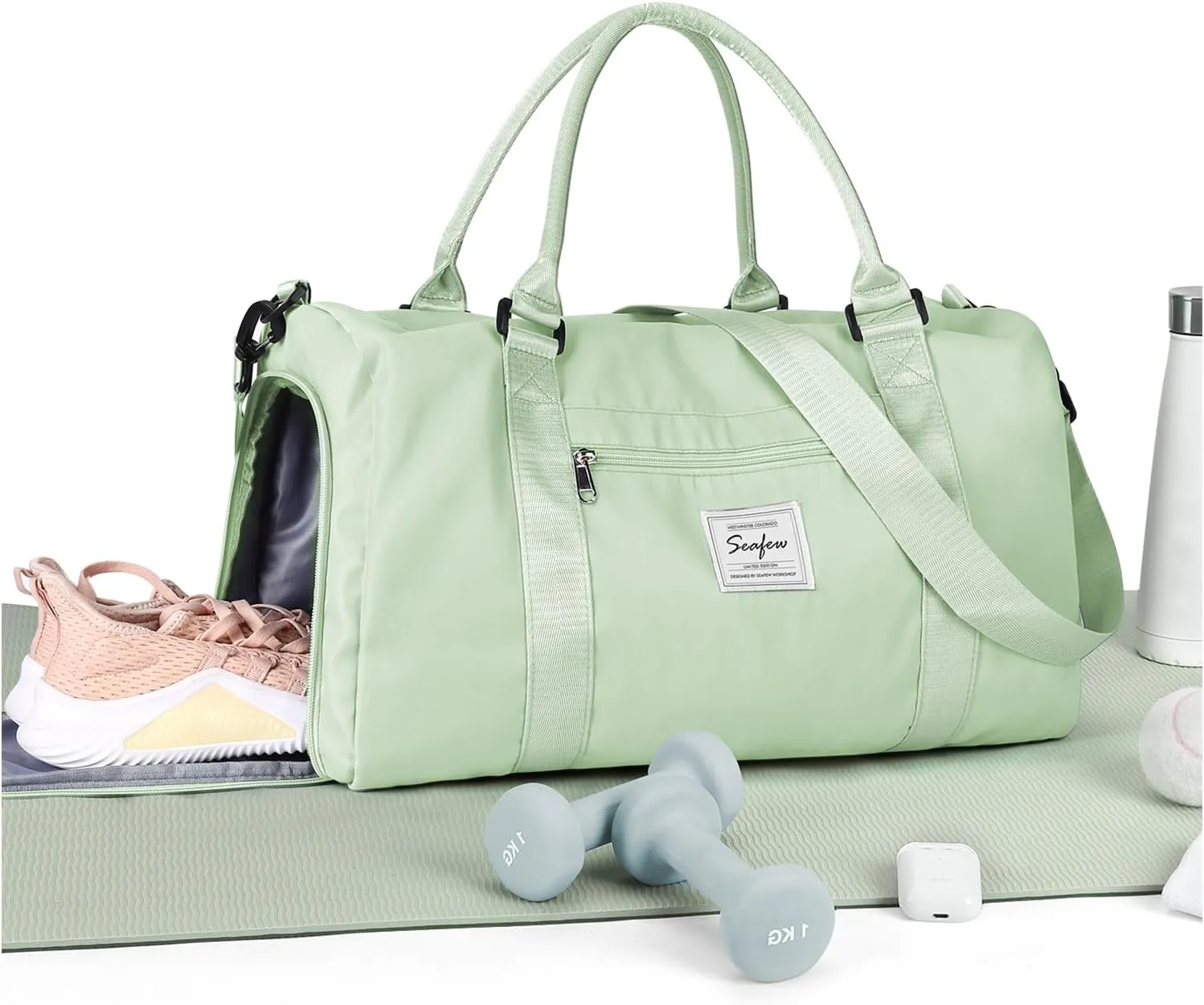 Gym Bag Womens Mens with Shoes Compartment and Wet Pocket Travel Duffel Bags for Women for Plane Sport Gym Tote Bags Swimming Yoga Small Waterproof Weekend Overnight Carry on Bag Hospital Holdalls