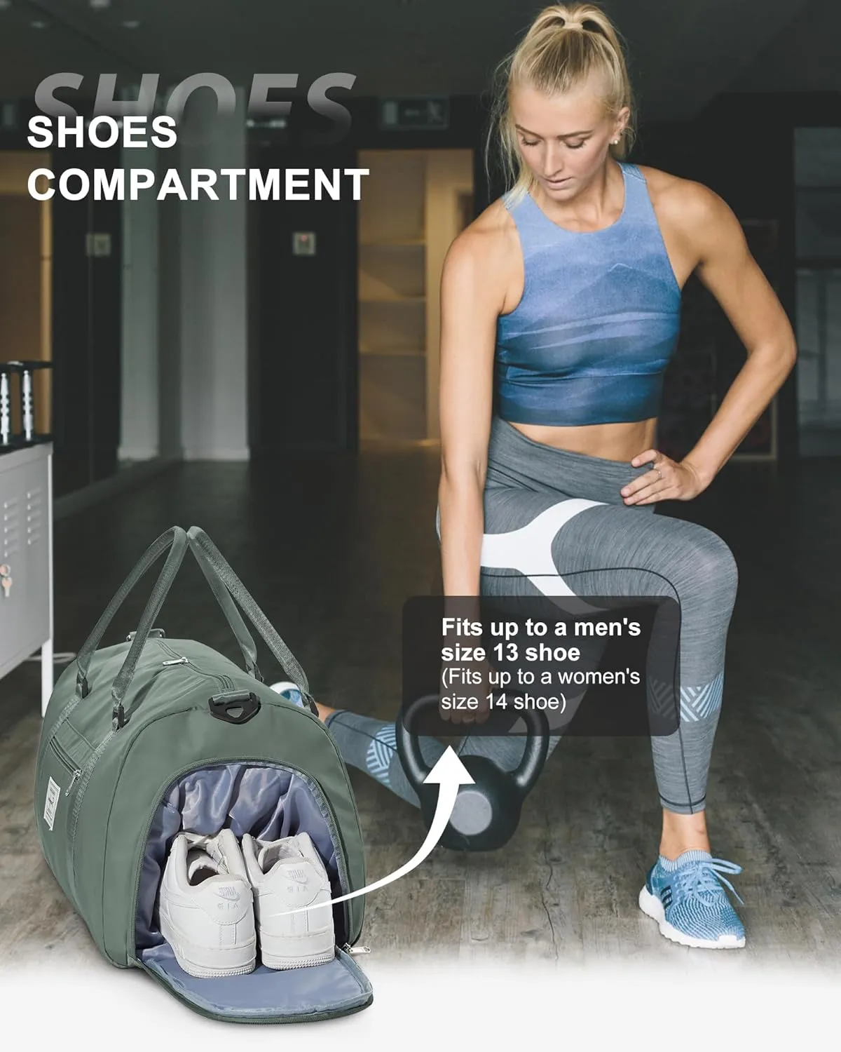 Gym Bag Womens Mens with Shoes Compartment and Wet Pocket,Travel Duffel Bag for Plane,Sport Gym Tote Bags Swimming Yoga,Waterproof Weekend Overnight Carry on Bag Hospital Holdalls
