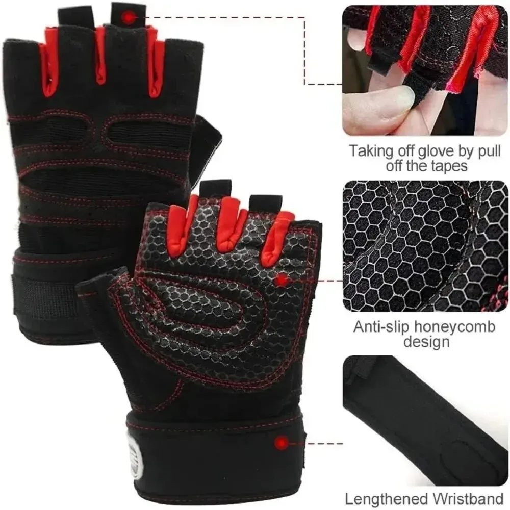 Gym Gloves for Men & Women – Shockproof Fitness Gloves with Wrist Support for Weight Lifting