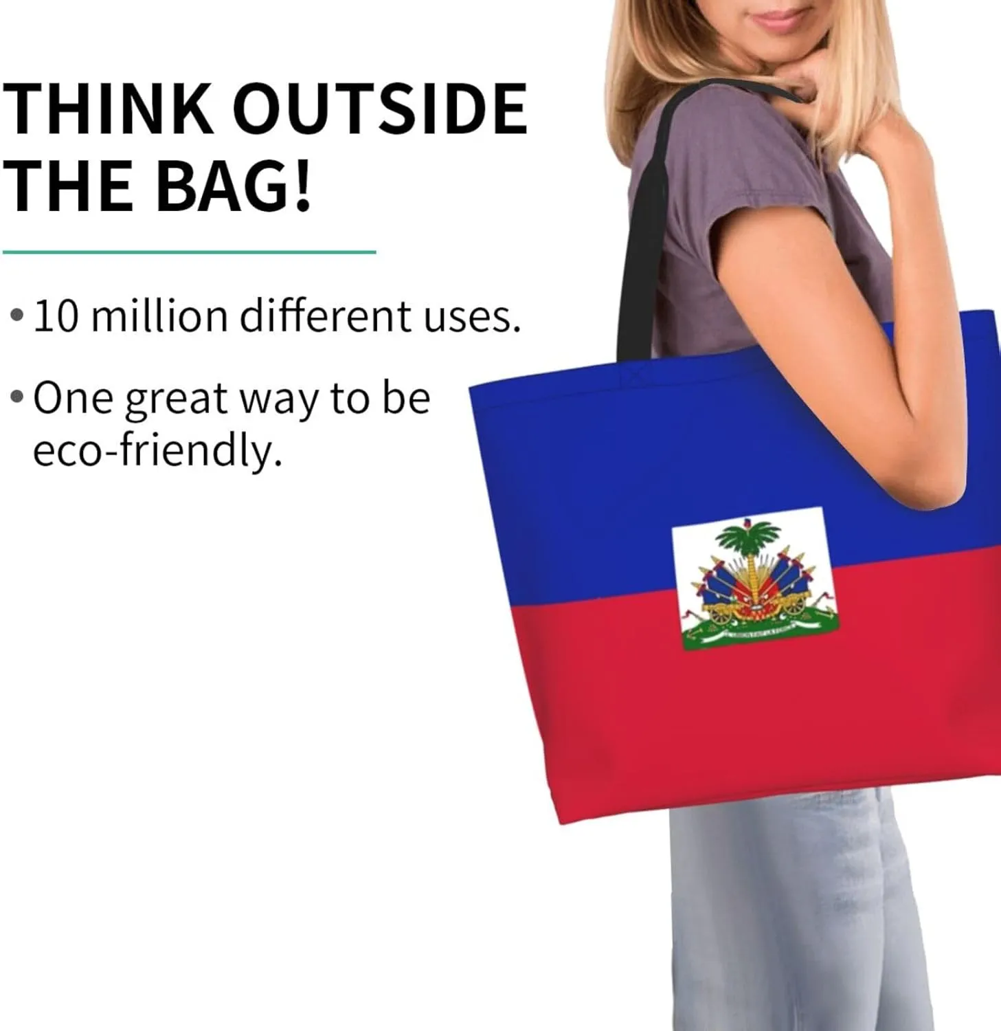 Haiti Flag Grocery Bag Haitian Shopping Bag Haitian Flag Handbag Bags Flag Tote Bag for Outdoor