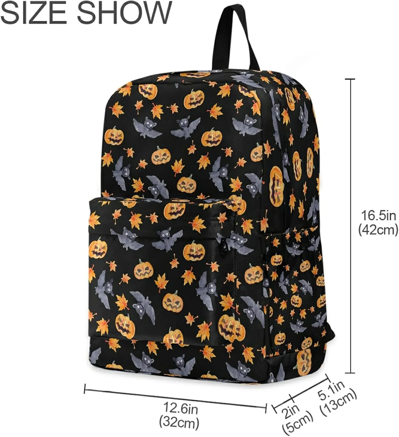 Halloween Bats Pumpkin Casual Polyester Laptop Backpack Large Daypack for Business Sport Travel School Bookbags