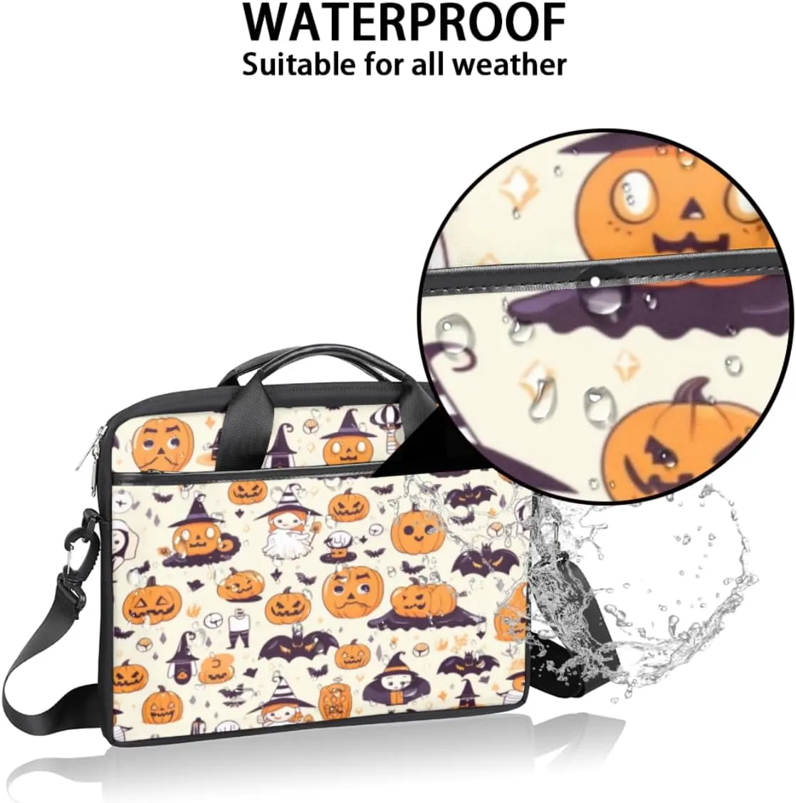 Halloween Lattice Lightweight Laptop Bag Case 13-15 Inch Computer Briefcase Bag for Women Men Notebook Shoulder Bag