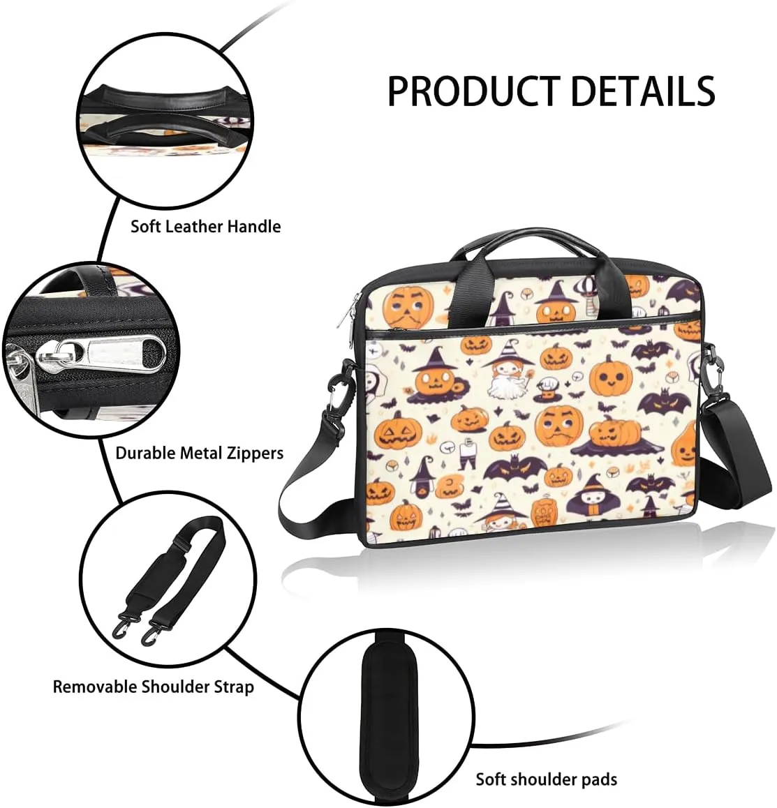 Halloween Lattice Lightweight Laptop Bag Case 13-15 Inch Computer Briefcase Bag for Women Men Notebook Shoulder Bag