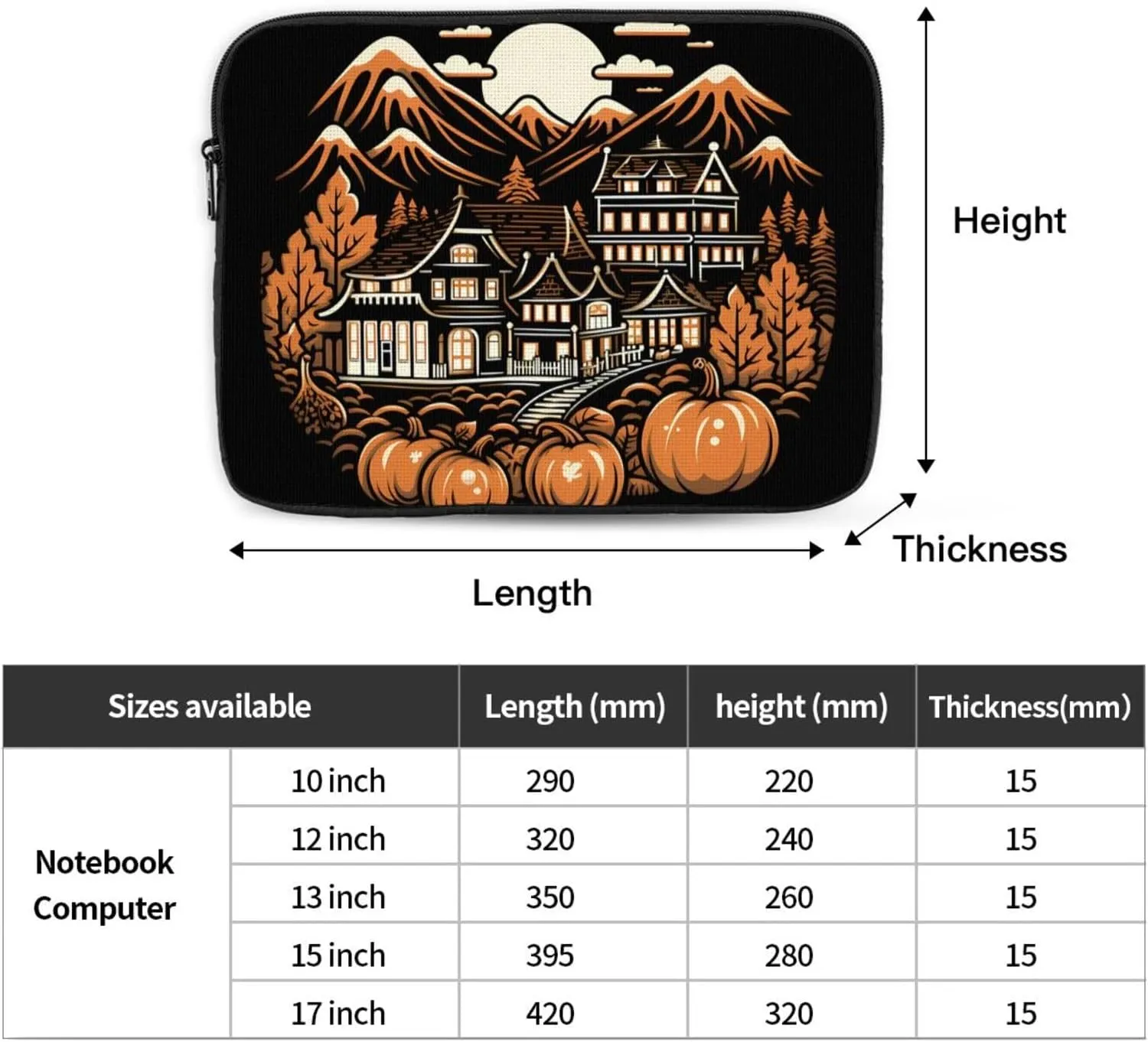 Halloween Village Laptop Inner Bag Laptop Sleeve Case Briefcase Carrying Laptop Cover