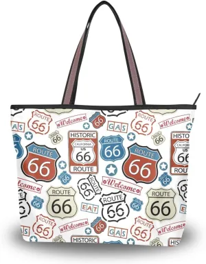 Handbag for Women Route 66 Cute Shoulder Bag Gym Tote Travel Shopping Satchel