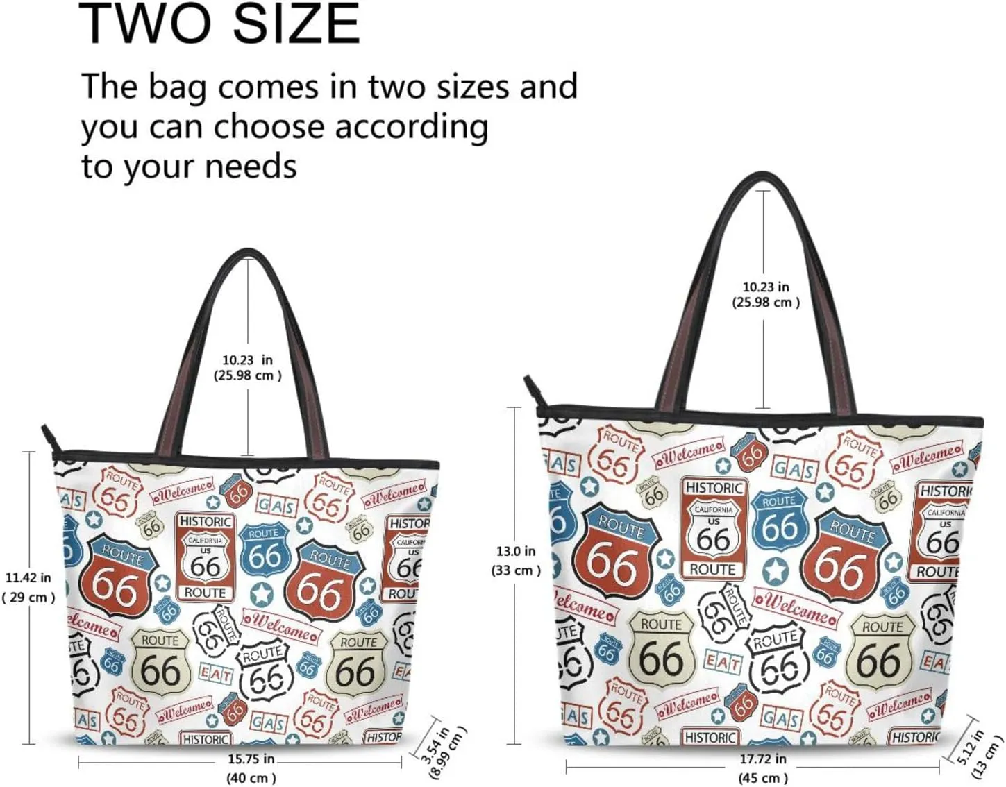 Handbag for Women Route 66 Cute Shoulder Bag Gym Tote Travel Shopping Satchel