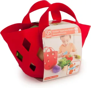 Hape Toddler Vegetable Basket |Soft Vegetable Shopping Basket, Toy Grocery Food Playset Includes Cabbage, Bean Pod, Carrot, and More