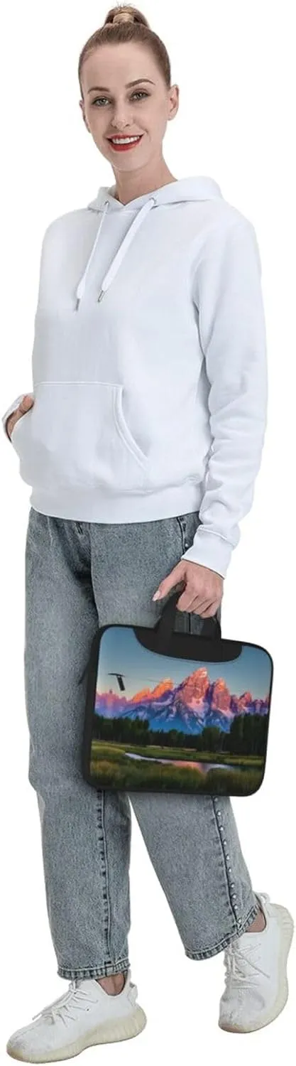 Happy Camper Green Print Notebook Computer Protective Carrying Cover With Pocket,13 Inch Laptop Shoulder Bag