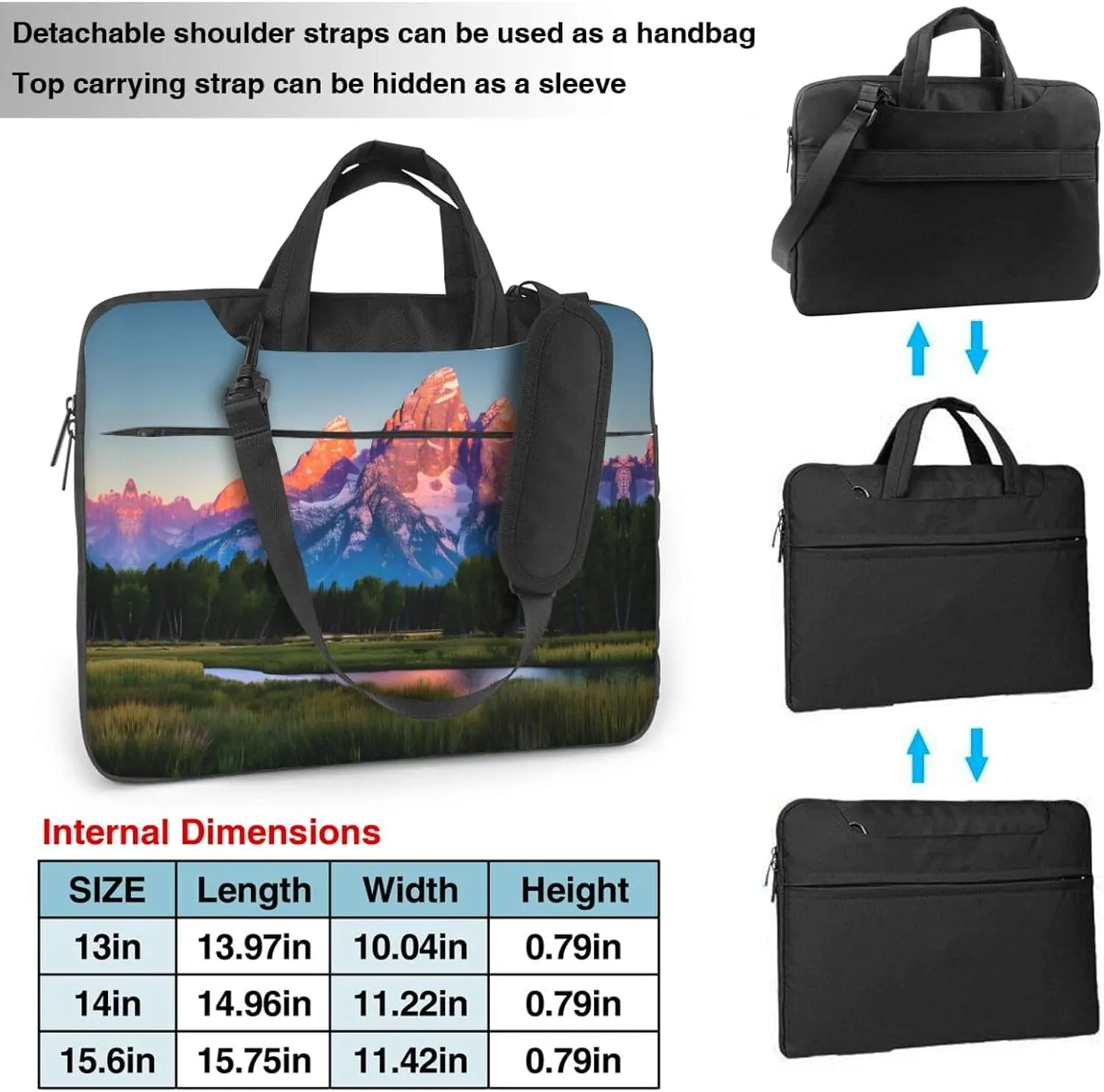 Happy Camper Green Print Notebook Computer Protective Carrying Cover With Pocket,13 Inch Laptop Shoulder Bag