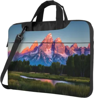 Happy Camper Green Print Notebook Computer Protective Carrying Cover With Pocket,13 Inch Laptop Shoulder Bag