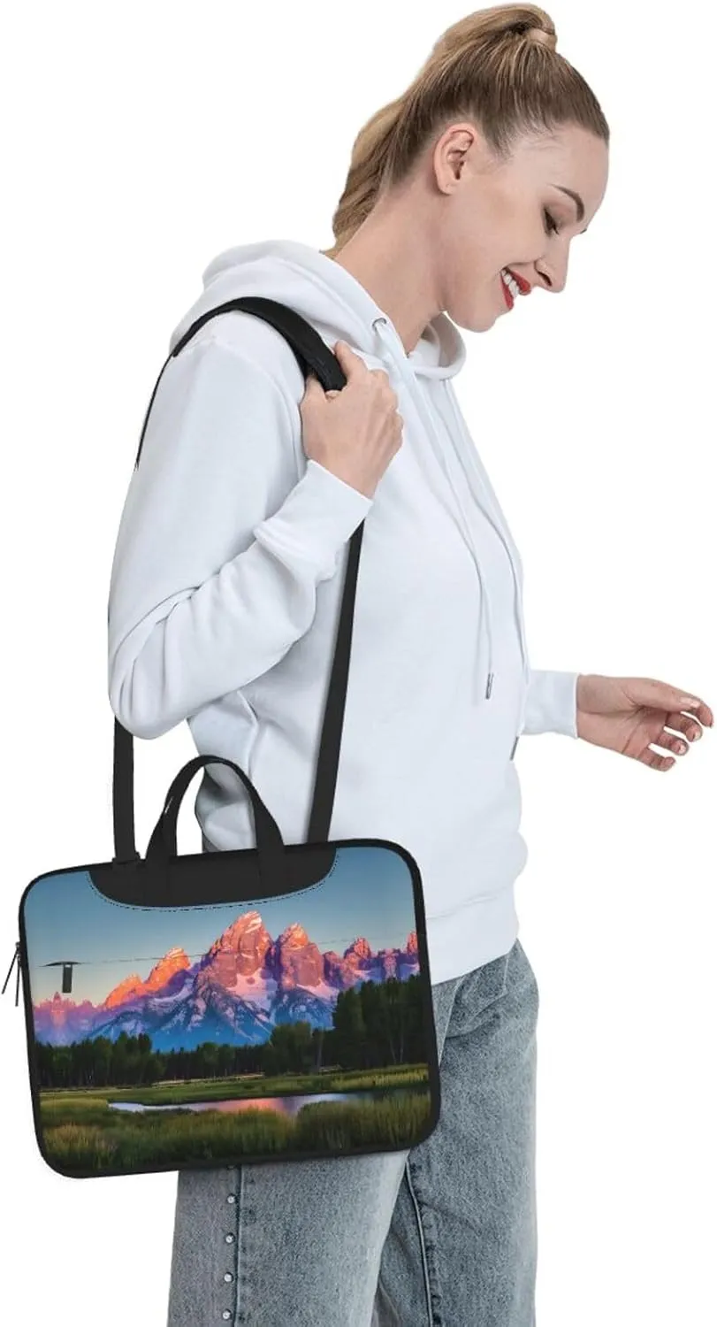 Happy Camper Green Print Notebook Computer Protective Carrying Cover With Pocket,13 Inch Laptop Shoulder Bag