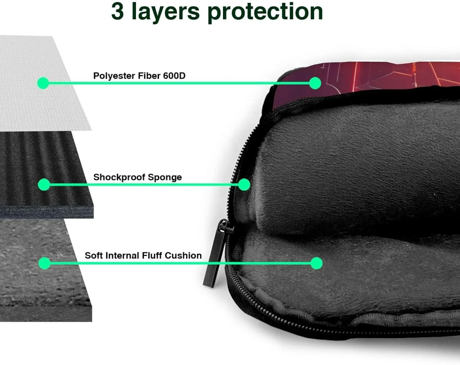 Happy Camper Green Print Notebook Computer Protective Carrying Cover With Pocket,13 Inch Laptop Shoulder Bag
