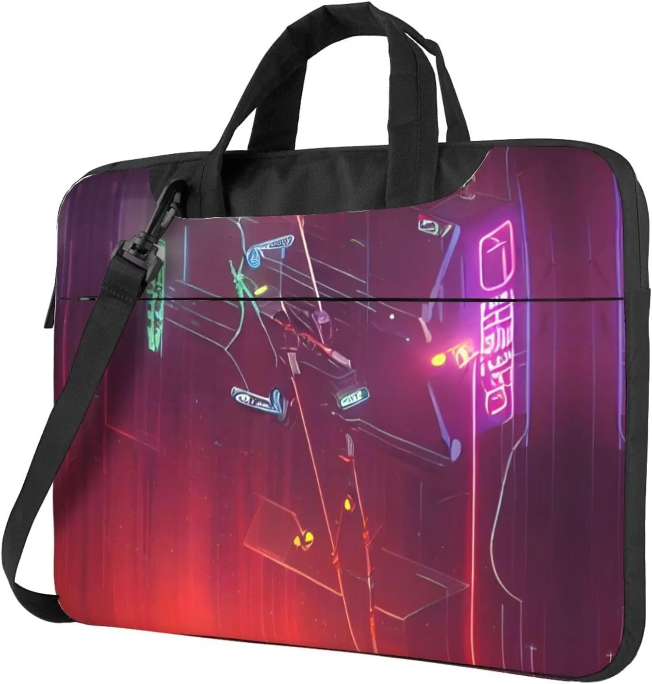 Happy Camper Green Print Notebook Computer Protective Carrying Cover With Pocket,13 Inch Laptop Shoulder Bag