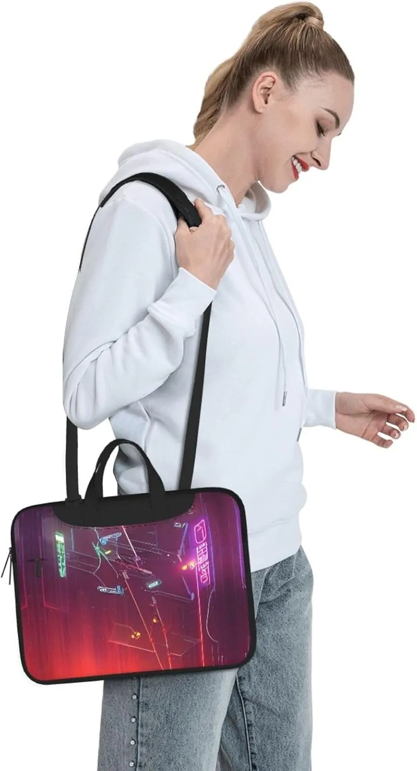Happy Camper Green Print Notebook Computer Protective Carrying Cover With Pocket,13 Inch Laptop Shoulder Bag