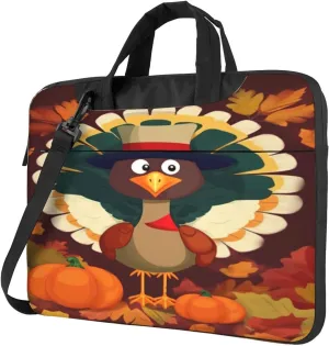 Happy Thanksgiving Pumpkin and Turkey Laptop Bag, Case Shoulder Messenger Bag Briefcase Computer Bag for Men Women