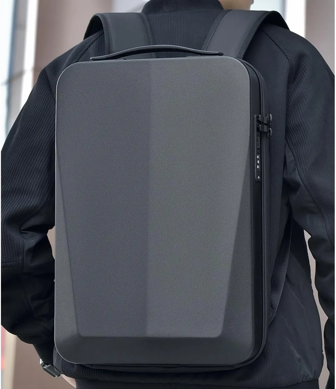 Hard Case Backpack Mochila Para Laptop Hombre 45-30cm Travel Bag with Password Lock Tech Anti-theft Bags Water Proof (black)