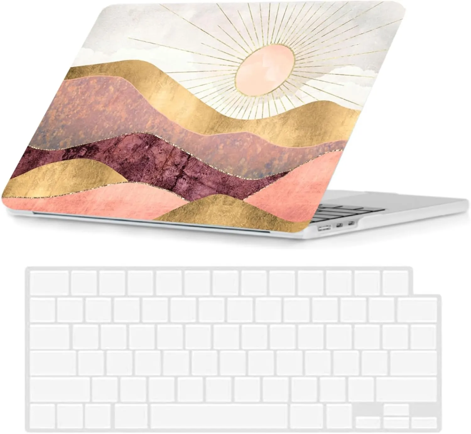 Hard Case Compatible with MacBook Air 11 Inch Model A1370 A1465 2012-2018 Release, 2 in 1 Matte Plastic Laptop Shell Snap on Case Bundle with Keyboard Cover for Mac Air 11.6'', Mountain Peak