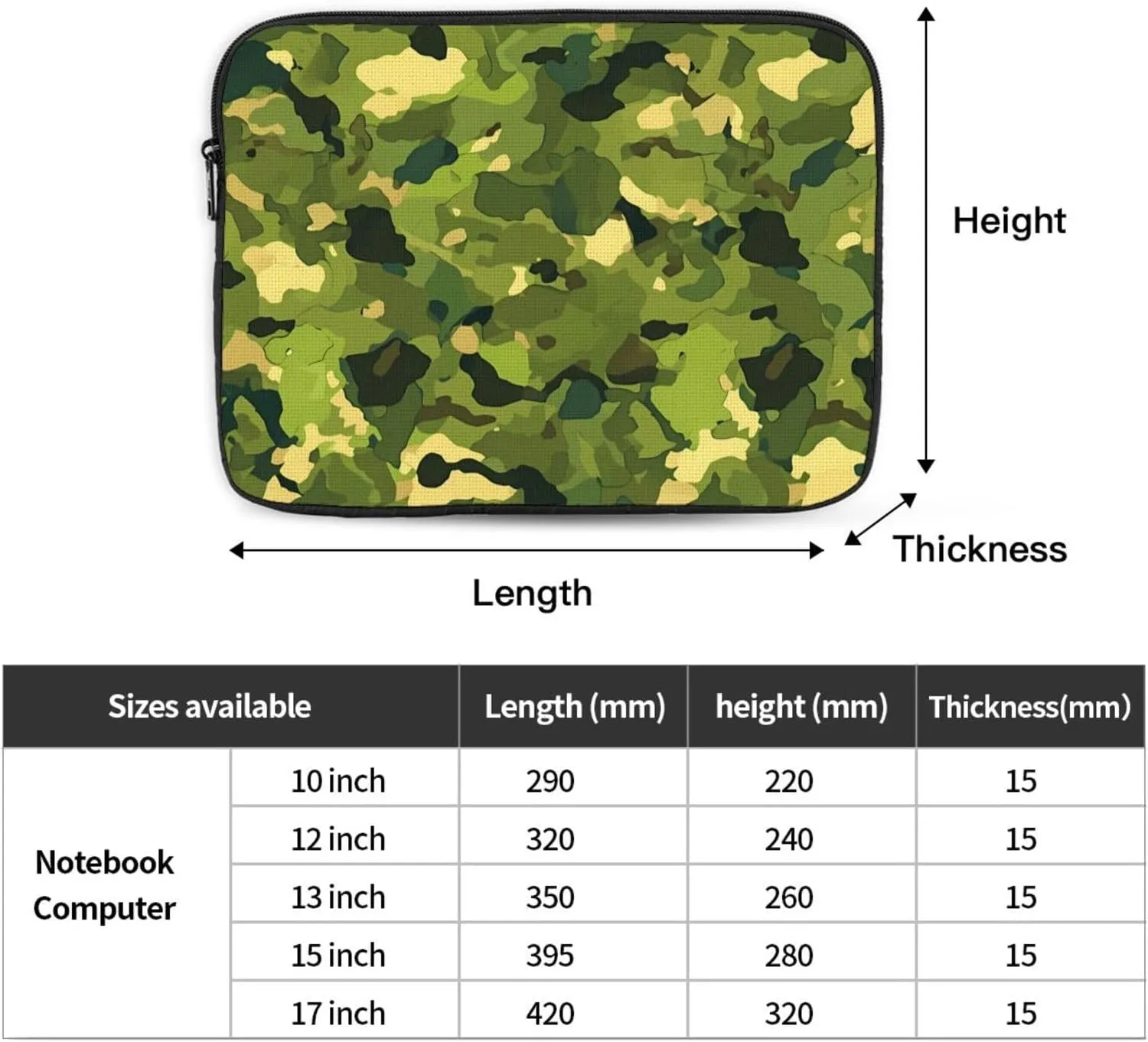 Hardwoods Green camo Picture Laptop Case - Shockproof Portable Laptop Sleeve Bag for Men and Women Business Travel, School, and Office Daily Use
