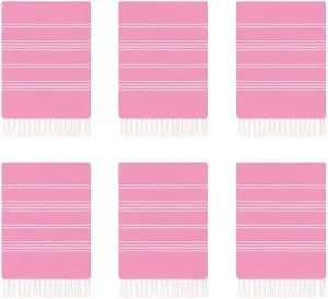 HAVLULAND Set of 6 Turkish Cotton Beach Towels, Oversized 72"x40", Quick-Dry, Absorbent, Lightweight, Sand-Free, Compact, XL, Ideal for Beach, Pool, Gym, Yoga, Travel, Camping, Picnic - Bulk of 6 Pink