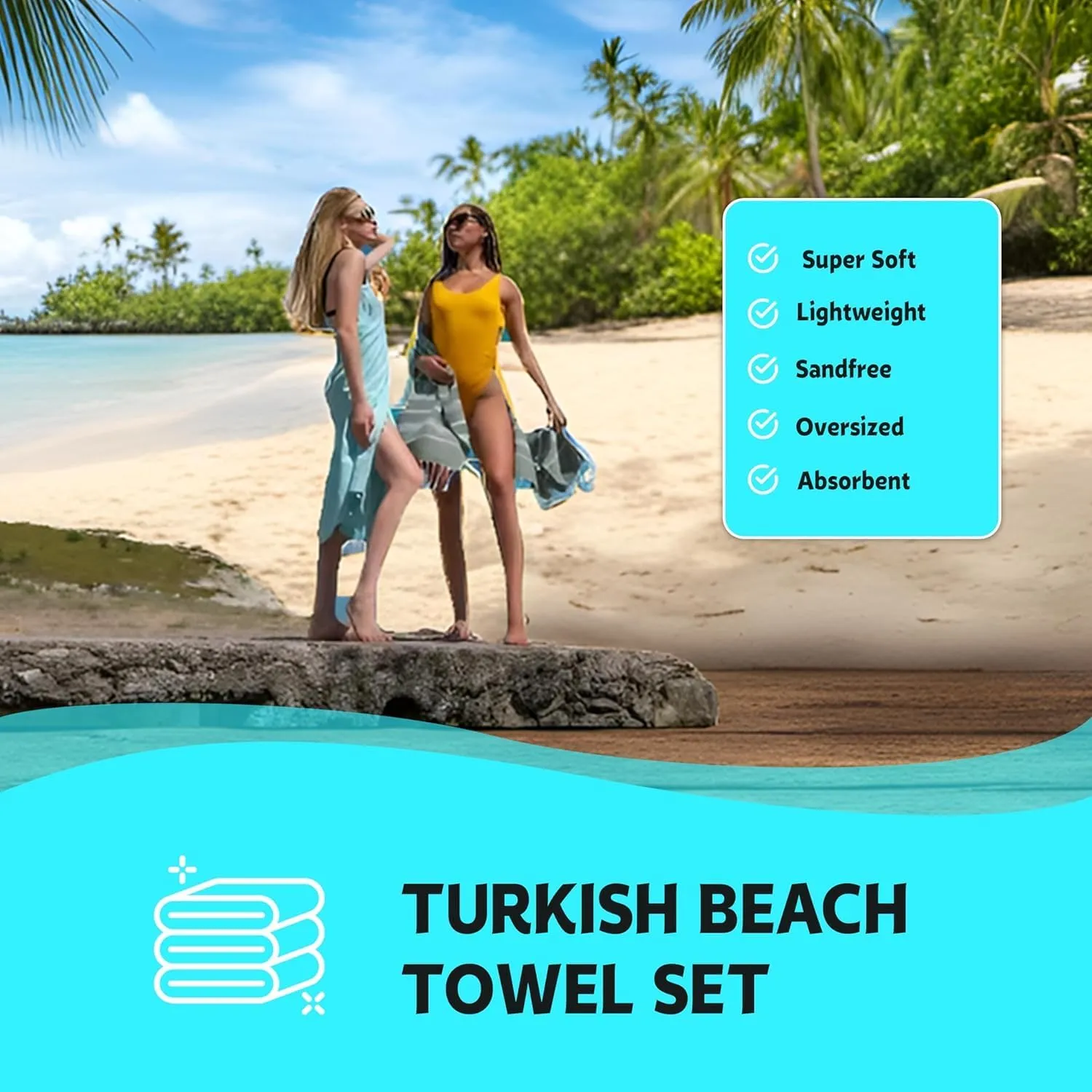 HAVLULAND Set of 6 Turkish Cotton Beach Towels, Oversized 72"x40", Quick-Dry, Absorbent, Lightweight, Sand-Free, Compact, XL, Ideal for Beach, Pool, Gym, Yoga, Travel, Camping, Picnic - Bulk of 6 Pink