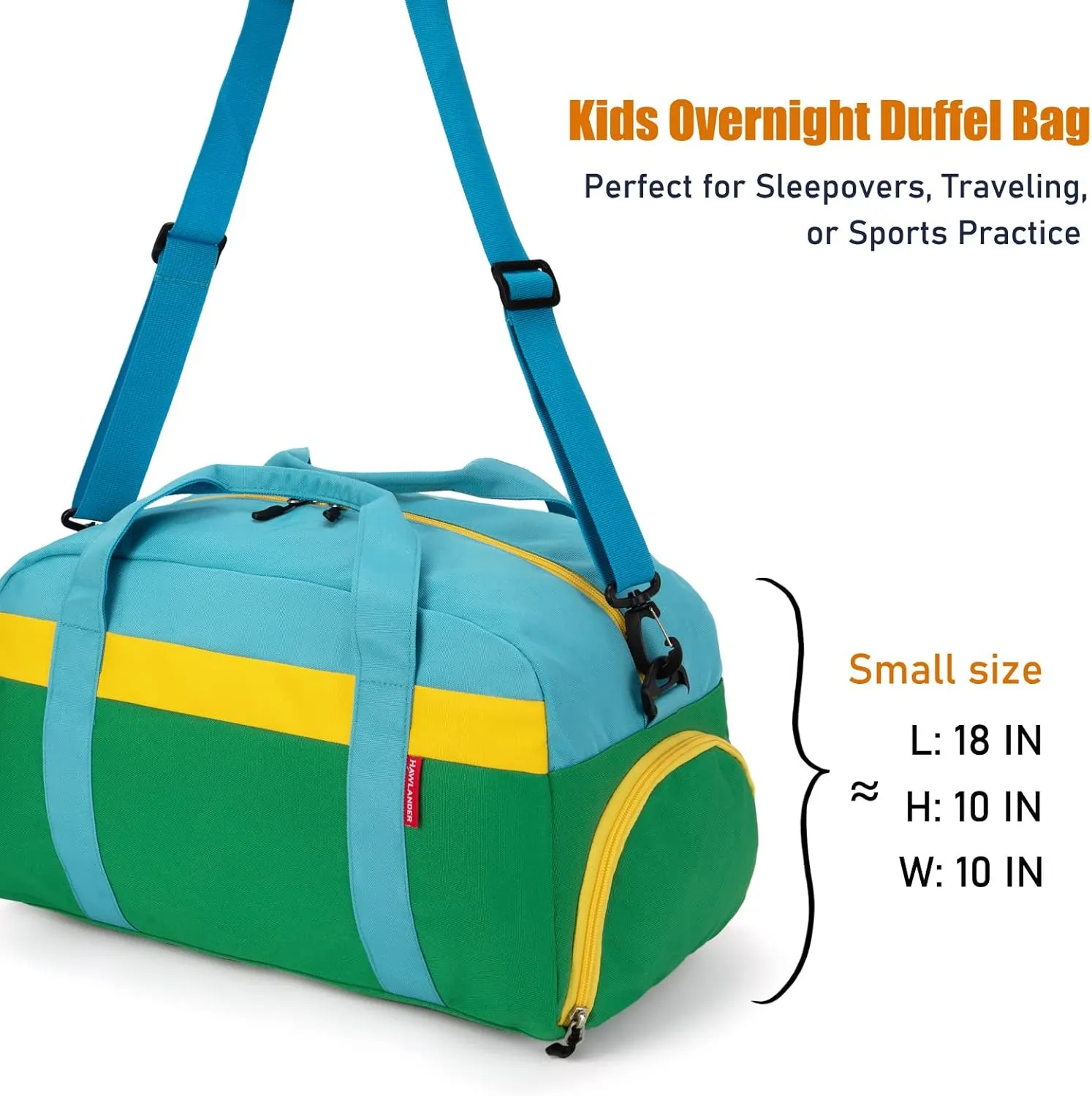 HawLander Kids Duffle Bag for Boys or Girls, Fit School Practice, or Overnight Travel (Green)