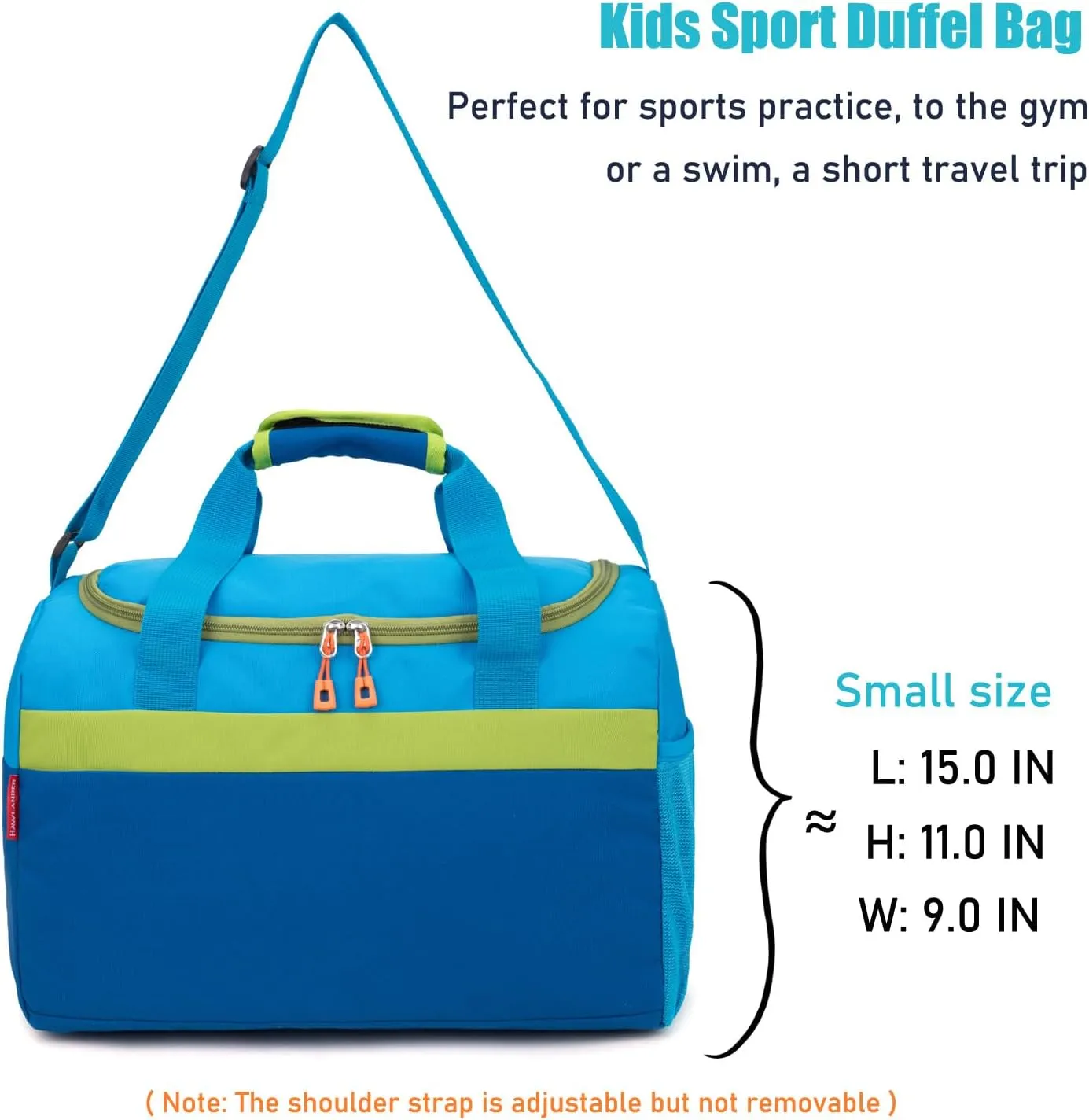 HawLander Sport Duffle Bag for Kids Boys or Girls, Small Gym Bag for Sports (Blue)