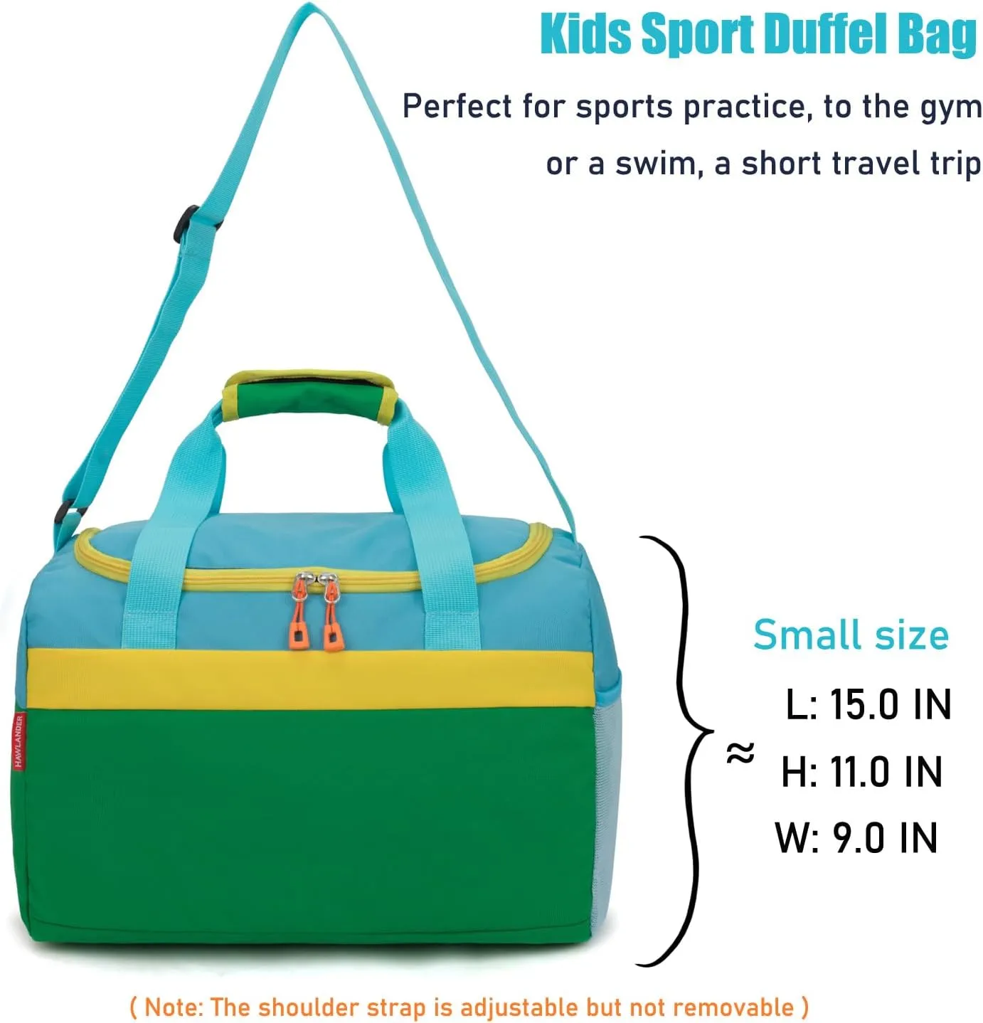 HawLander Sport Duffle Bag for Kids Boys or Girls, Small Gym Bag for Sports (Green Yellow)