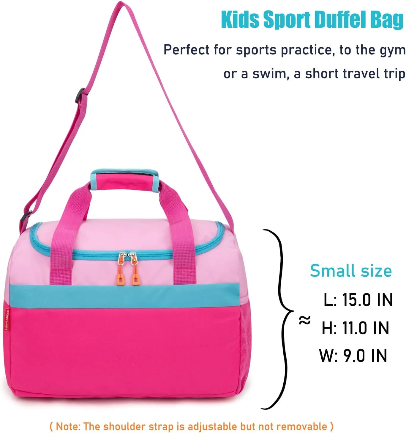 HawLander Sport Duffle Bag for Kids Boys or Girls, Small Gym Bag for Sports (Pink Rose)