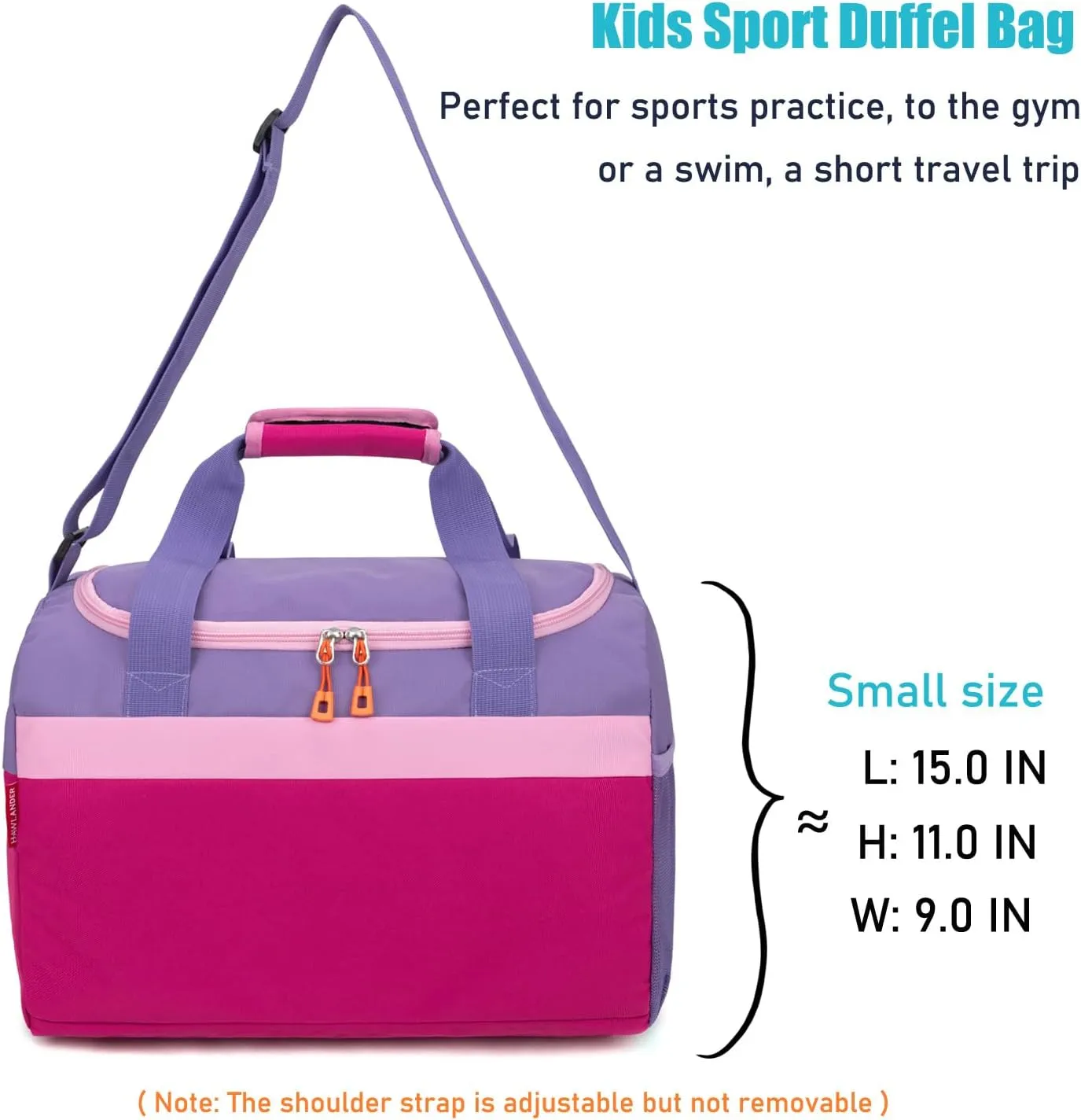 HawLander Sport Duffle Bag for Kids Boys or Girls, Small Gym Bag for Sports (Rose Purple)